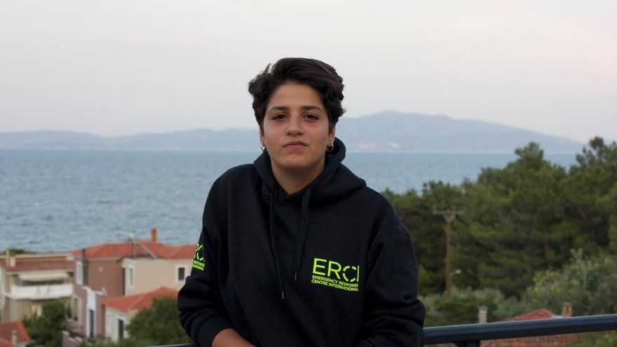 Photo: Sarah Mardini in Lesbos, Greece, days before her arrest at the airport as she was preparing to return to Germany.