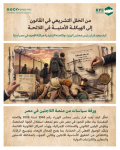 أوقفوا دخول قانون لجوء الأجانب ولائحته التنفيذية حيز التطبيق الفعلي.. بيان من “منصة اللاجئين في مصر” حول إصدارها ورقة سياسات تحلل لائحة قانون اللجوء الصادرة عن رئيس مجلس الوزراء 