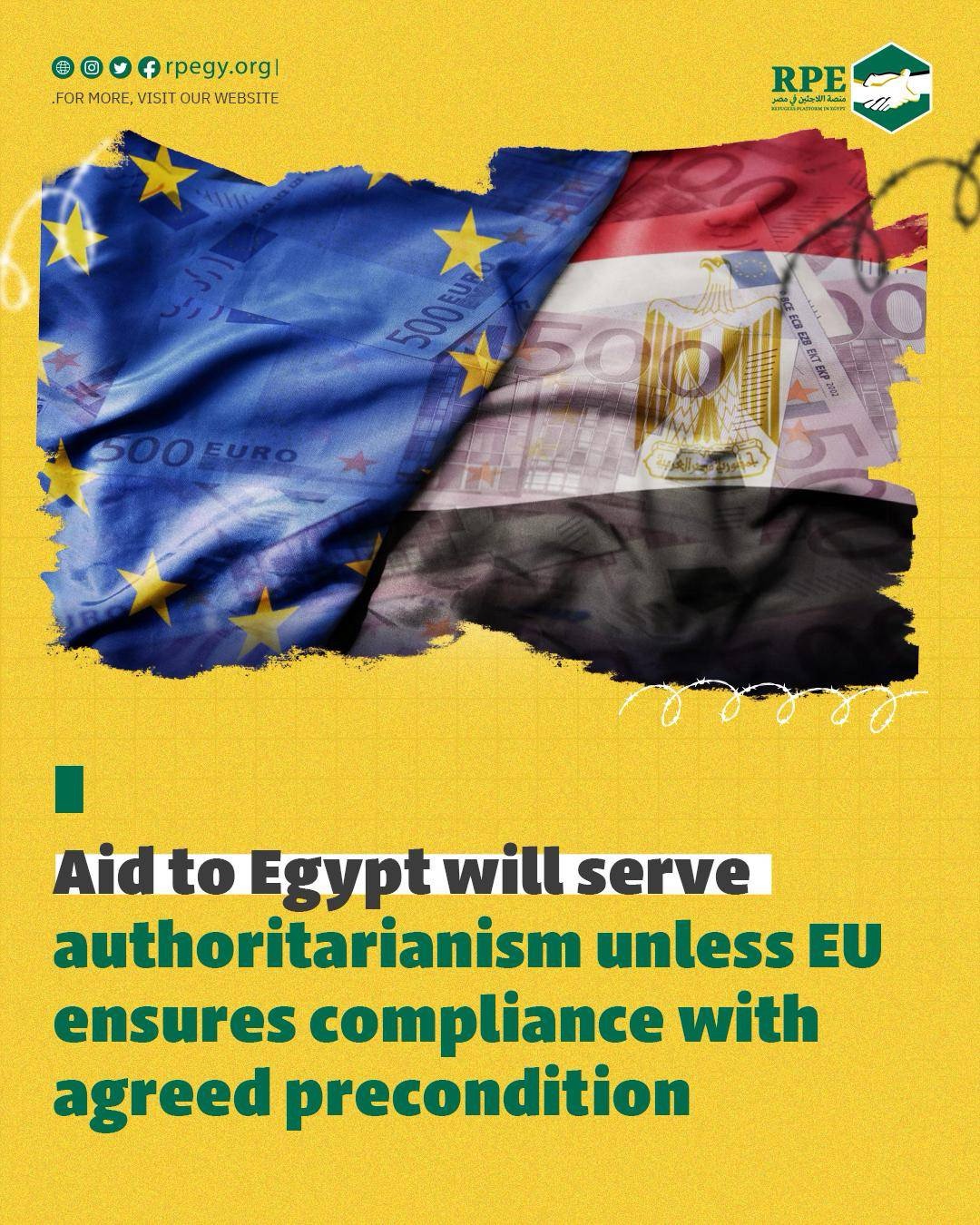 Aid to Egypt will serve authoritarianism unless EU ensures compliance with agreed precondition
